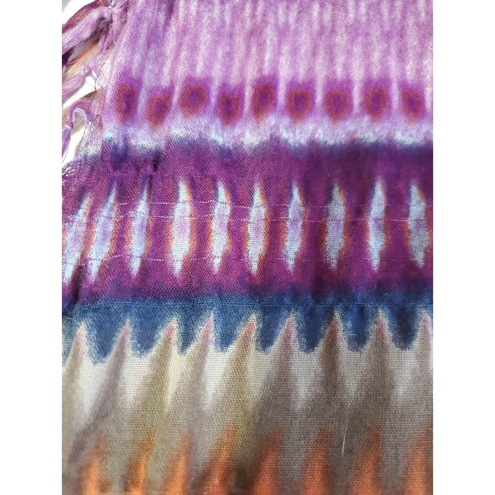 Tie Dye Fringe XL Pink Multicolored Multifunctional Scarf Wrap Neckwarmer Sarong